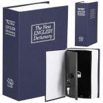 Caseta de valori, cutie metalica cu cheie, portabila, tip carte, Dictionar, albastru, 26x20.5x6.5 cm Household NewTrend