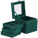 (DL) Cutie depozitare si organizare bijuterii, velur, 12x 12 x 12 cm, verde Household NewTrend
