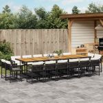 Set mobilier de grădină cu perne, 17 piese, negru, poliratan GartenMobel Dekor