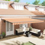 Umbrela Manuală Retractabilă , galbenă și portocalie, de 500 x 300 cm GartenMobel Dekor