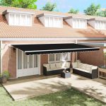 Jgheab retractabil automat cu LED negru 600x300 cm de la GartenMobel Dekor