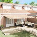 Marchiză retractabilă automată cu LED-uri și dungi colorate, 600 x 300 cm GartenMobel Dekor