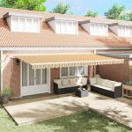 Markiza Automată Retractabilă via cu LED și dungi colorate, 600x300 cm GartenMobel Dekor