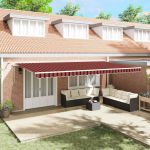 Perdea umbrelă retractabilă automată cu LED-uri portocalie și maro 600 x 350 cm GartenMobel Dekor