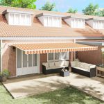 Umbra Retractabilă Automată cu LED Galben și Portocaliu 600 x 350 cm GartenMobel Dekor