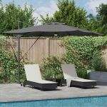 Parasol Roma cu braț articulat Antracit mare GartenMobel Dekor