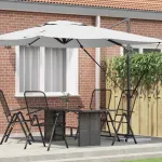 Umbrela Cantilever Roma Bej 286x285x265 cm din aluminiu GartenMobel Dekor