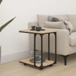 Masă laterală cu roți stejar sonoma 50x35x55,5cm lemn prelucrat GartenMobel Dekor