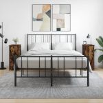 Noptiere, 2 buc., stejar fumuriu, 32x42x80 cm, lemn compozit GartenMobel Dekor