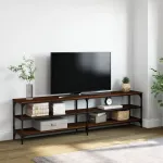 Comodă TV, stejar maro, 180x30x50 cm lemn prelucrat și metal GartenMobel Dekor