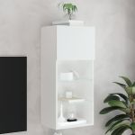 Comodă TV cu lumini LED, alb, 40,5x30x90 cm GartenMobel Dekor