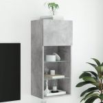 Comodă TV cu lumini LED, gri beton, 40,5x30x90 cm GartenMobel Dekor