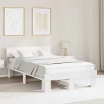 Cadru de pat cu headboard Alb 120 x 190 cm Lemn de brad solid GartenMobel Dekor