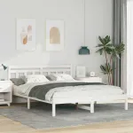 Cadru de pat cu headboard Alb 160 x 200 cm Lemn masiv de pin GartenMobel Dekor