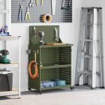 Cărucior pentru unelte Olivengrønn 65 x 35 x 111 cm Metal GartenMobel Dekor