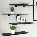 Plăci de raft din stejar negru - Set de 4, măsurând 60x20x1.5 cm, din lemn prelucrat rezistent. GartenMobel Dekor