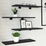 Plăci de raft din stejar negru - Set de 4, măsurând 60x20x1.5 cm, din lemn prelucrat rezistent. GartenMobel Dekor