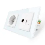 Priza dubla Livolo cu rama din sticla 1 priza Schuko+TV/internet SmartElectro IntelligentHouse