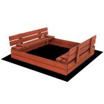 Lada nisip din lemn pliabila cu capac si bancute, 120x120x41 cm, maro Household NewTrend