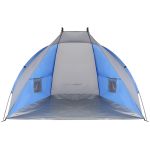 Cort plaja pentru 2 persoane, cu protectie UV si podea izolanta, 200x100x105 cm, albastru si gri Household NewTrend