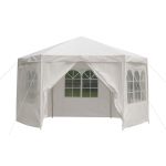 Pavilon gradina cu structura metalica, 6 pereti laterali detasabili, alb, 378x330x260 cm Household NewTrend