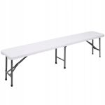 Banca pliabila, cu maner, HDPE si cadru metalic, 180x30x43 cm, alb/gri Household NewTrend