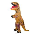 Costum dinozaur T-Rex gonflabil, cu ventilator si fermoar frontal, marime universala 150–190 cm, maro Household NewTrend