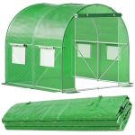 Folie inlocuire pentru sera 200x200x200 cm, PE 140g/mp cu plasa PP, UV4, 4 ferestre si usa cu fermoar, verde Household NewTrend