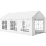 Pavilion de gradina profesional, cu cadru otel 38 mm, acoperis impermeabil 450g/m2, 6x3x2,8 m, alb Household NewTrend