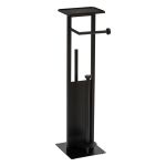 Suport hartie igienica 5Five Glass cu rezerva si perie, otel, 28x18x62 cm, negru Household NewTrend