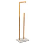 Suport hartie igienica 5Five Lea cu spatiu depozitare, bambus, 22x18x78 cm, alb si maro Household NewTrend