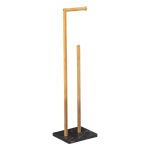 Suport hartie igienica 5Five Lea cu spatiu depozitare, bambus, 22x18x78 cm, negru si maro Household NewTrend