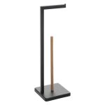 Suport hartie igienica 5Five Natureo, metal si bambus, 20x20x65 cm, negru Household NewTrend