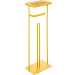 Suport hartie igienica 5Five cu raft depozitare, otel, 18x12x59 cm, galben Household NewTrend