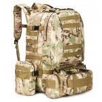 Rucsac militar pentru drumetie, impermeabil, ultra usor, 4 in 1, 50litri, culoare combat camuflaj Household NewTrend