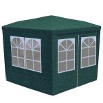 Cort pavilion de gradina hexagonal, 200x200 cm, cu pereti laterali cu ferestre, impermeabil cu rezistenta UV, verde Household NewTrend