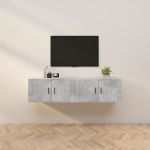 Dulapuri TV montate pe perete, 2 buc., gri beton, 80x34,5x40 cm GartenMobel Dekor