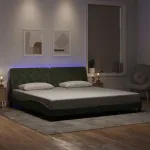 Cadru de pat cu lumini LED, gri deschis, 200x200 cm, catifea GartenMobel Dekor