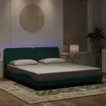 Cadru de pat cu lumini LED, verde închis, 180x200 cm, catifea GartenMobel Dekor