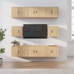 Set dulap TV, 8 piese, stejar sonoma, lemn prelucrat GartenMobel Dekor