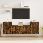 Set dulapuri TV, 3 piese, stejar fumuriu, lemn prelucrat GartenMobel Dekor