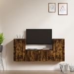 Set dulapuri TV, 3 piese, stejar fumuriu, lemn prelucrat GartenMobel Dekor