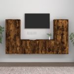 Set dulapuri TV, 3 piese, stejar fumuriu, lemn prelucrat GartenMobel Dekor