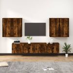 Set dulapuri TV, 6 piese, stejar fumuriu, lemn prelucrat GartenMobel Dekor