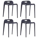 Scaune stivuibile 4 buc., negru, plastic GartenMobel Dekor