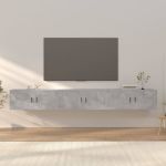 Dulapuri TV montate pe perete, 3 buc., gri beton, 100x34,5x40cm GartenMobel Dekor