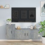 Set dulap TV, 2 piese, gri beton, lemn prelucrat GartenMobel Dekor