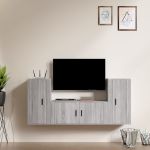 Set dulap TV, 3 piese, gri sonoma, lemn prelucrat GartenMobel Dekor