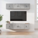 Set dulap TV, 6 piese, gri beton, lemn prelucrat GartenMobel Dekor