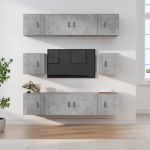 Set dulap TV, 8 piese, gri beton, lemn prelucrat GartenMobel Dekor